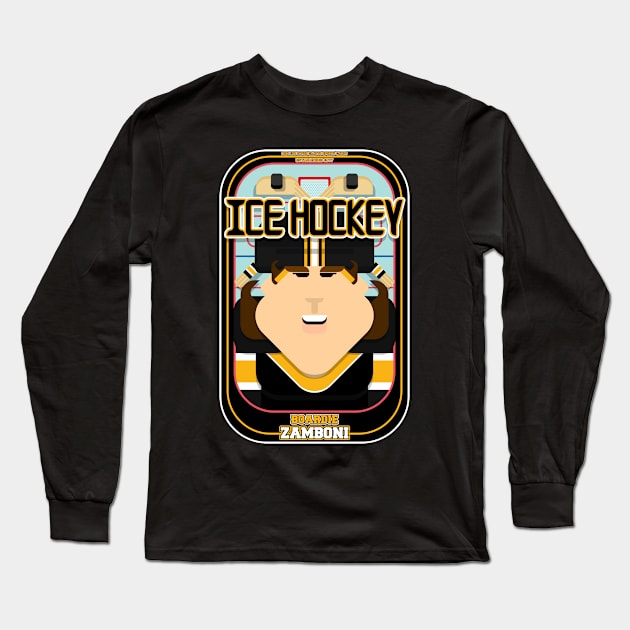 Ice Hockey Black and Yellow - Boardie Zamboni - June version Long Sleeve T-Shirt by Boxedspapercrafts